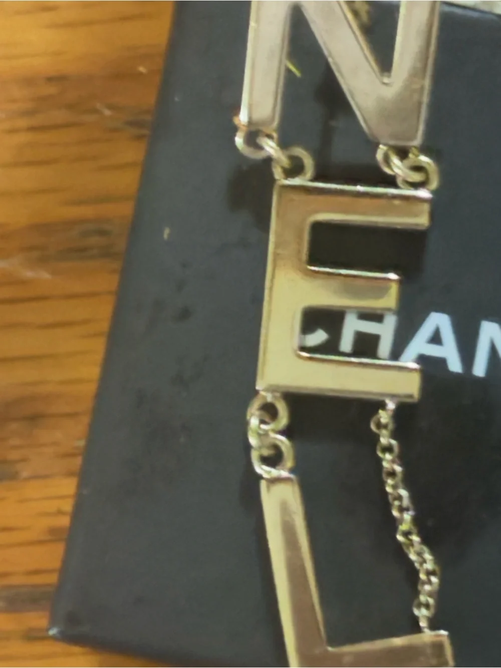 CHANEL Gold Letter Charm Necklace